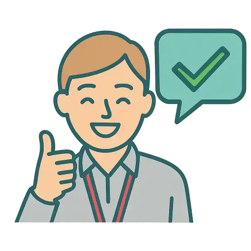 課題が解決して喜んでいる人物のイラスト