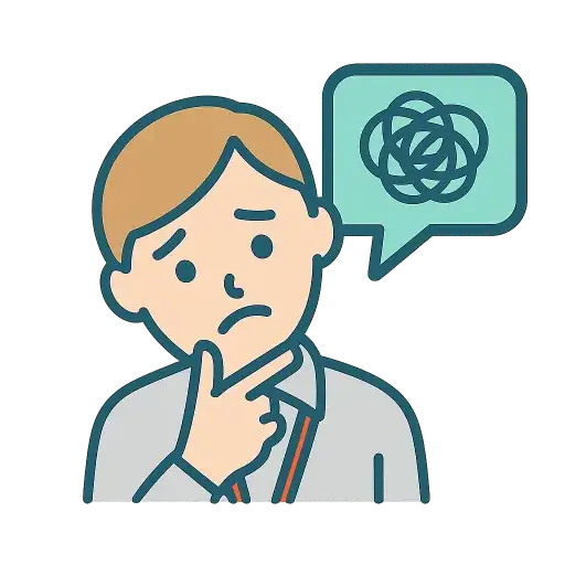 課題に困っている人物のイラスト